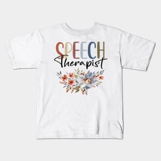 Flower Teacher SLP Speech Therapist Back to School Kids T-Shirt